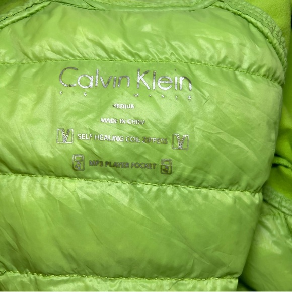 Calvin Klein Performance Lime Green Duck Down Lightweight Puffer Jacket Medium - Picture 7 of 12